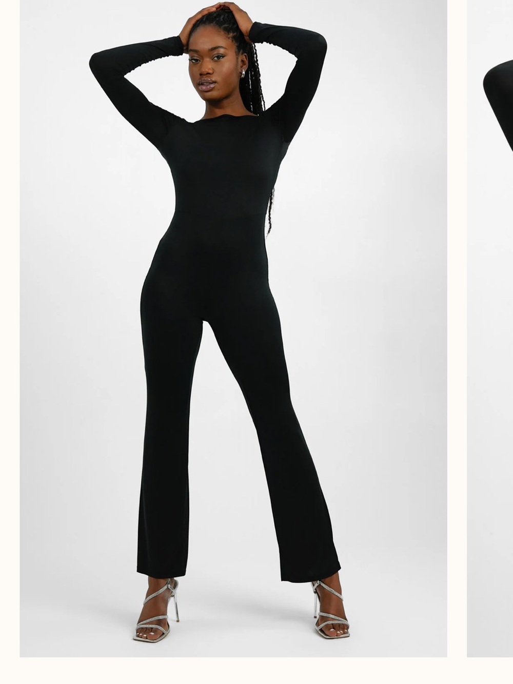 NA-KD Open Black Flare Leg Black Jumpsuit Size Small NWT